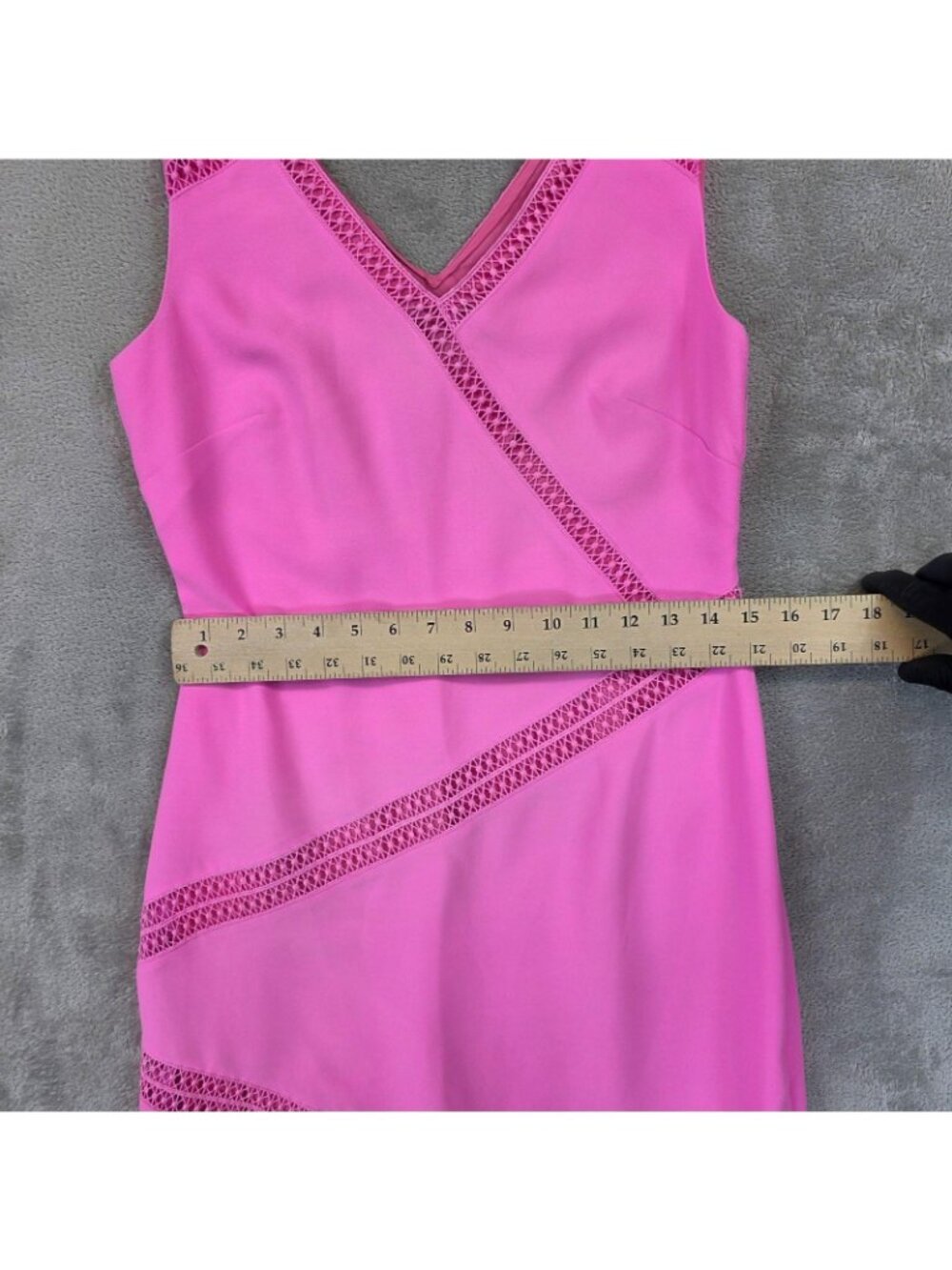 Banana Republic Dress Womens 2 Pink V Neck Sleeveless Sheath Crochet Mini Party - Picture 7 of 13